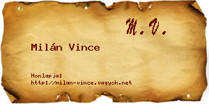 Milán Vince névjegykártya